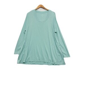 J Jill Top Womens XL Pima Scoop Neck Elliptical Tunic Teal Casual Beachy Travel
